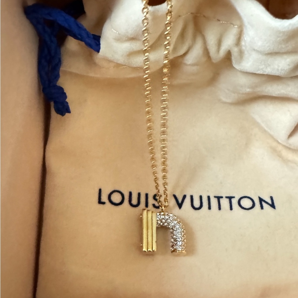Louis Vuitton Gold & Crystal LV And Me Letter “N” Necklace - Picture 7 of 9